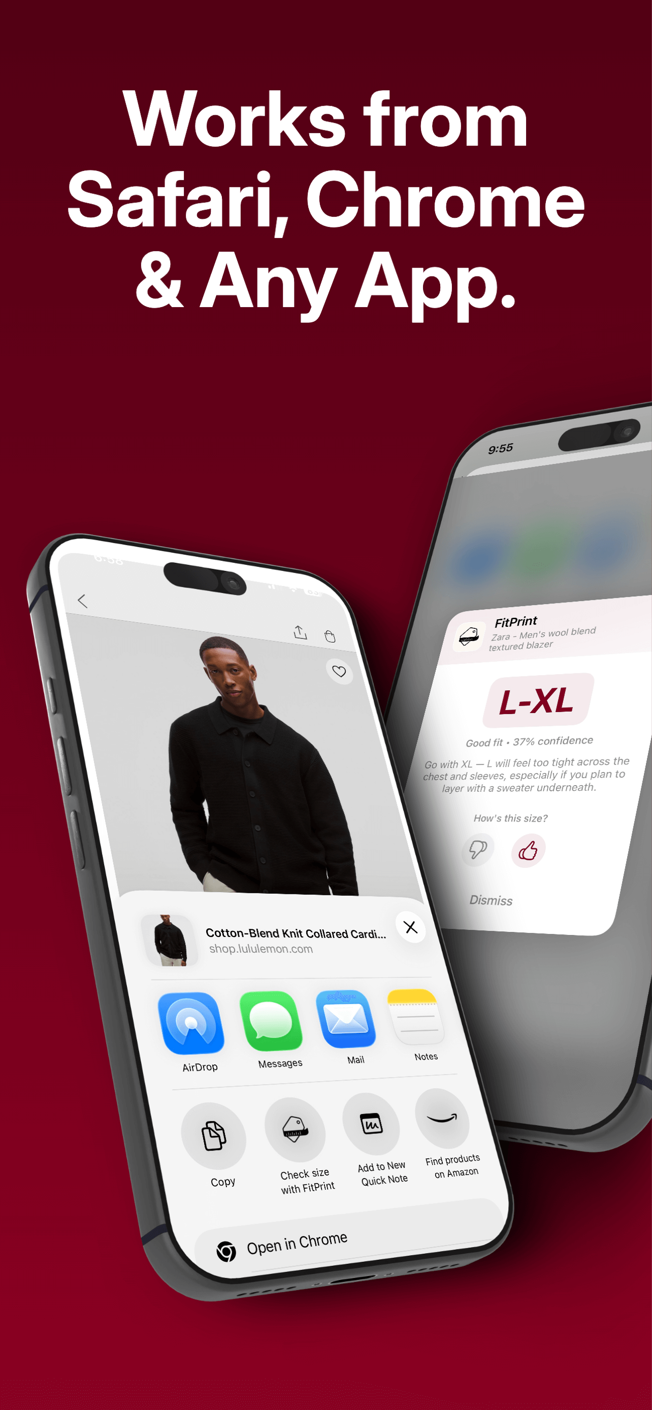 Check size using Share Extension from any app
